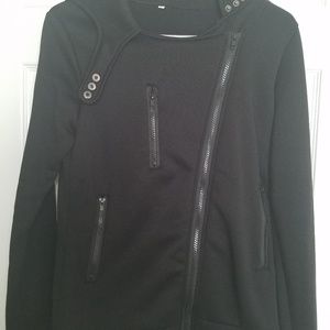 Zip up hoodie with fold over lapel